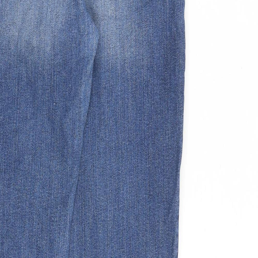 Gap Womens Blue Cotton Straight Jeans Size 28 in L32 in Regular Zip - Distressed Hems