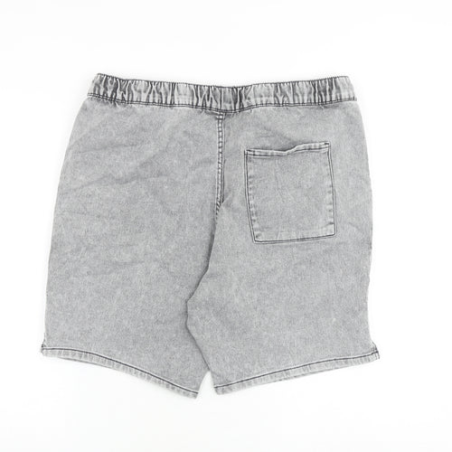 Denim & Co. Mens Grey Cotton Biker Shorts Size XL L8 in Regular Drawstring