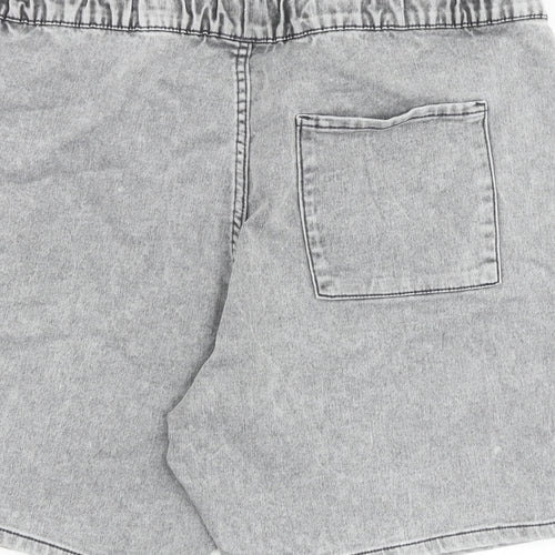 Denim & Co. Mens Grey Cotton Biker Shorts Size XL L8 in Regular Drawstring