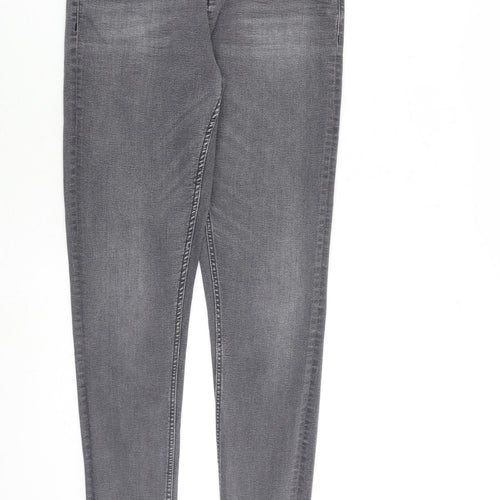Marks and Spencer Womens Grey Cotton Skinny Jeans Size 10 L30 in Slim Zip