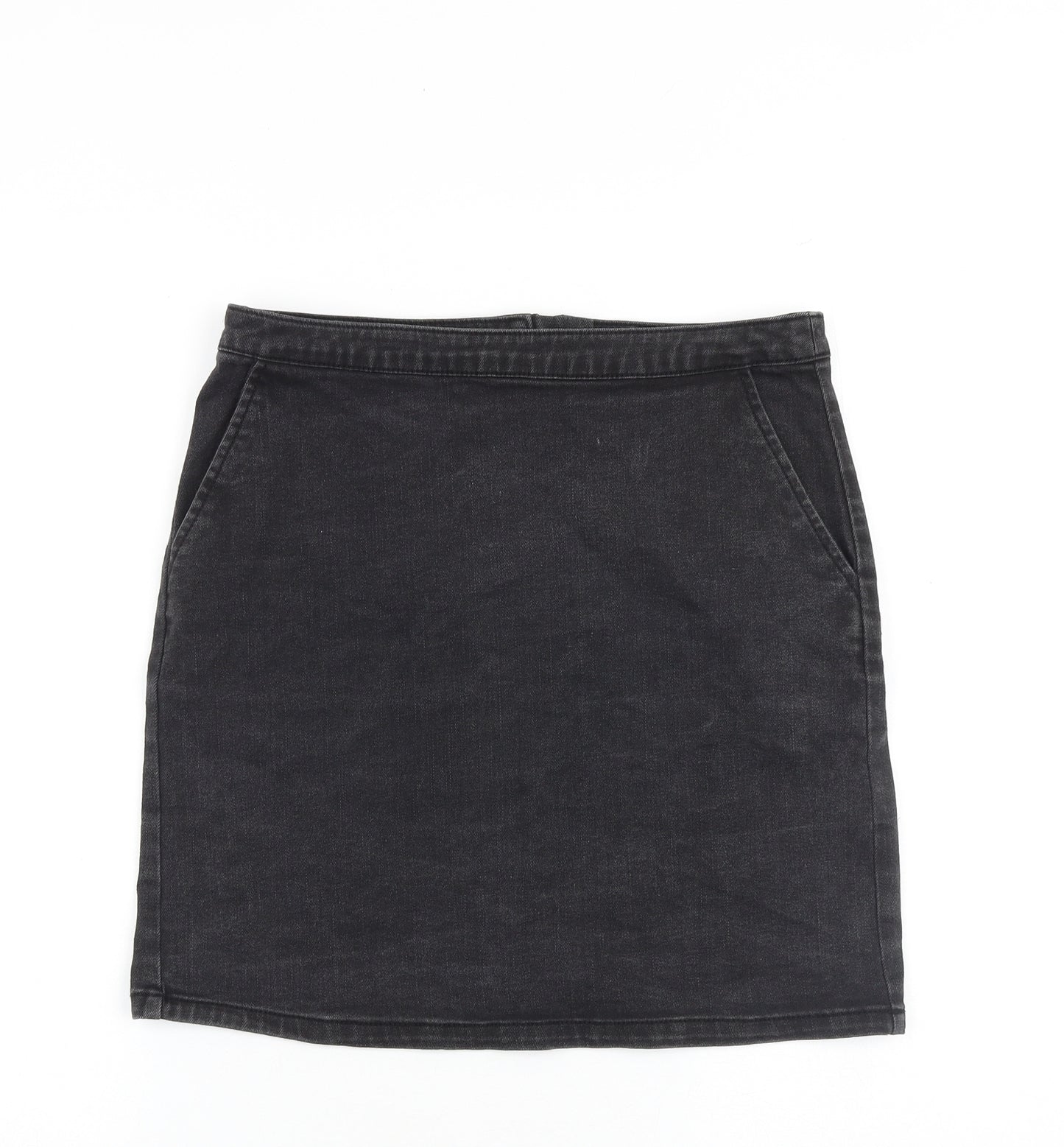 Warehouse Womens Grey Cotton A-Line Skirt Size 12 Zip