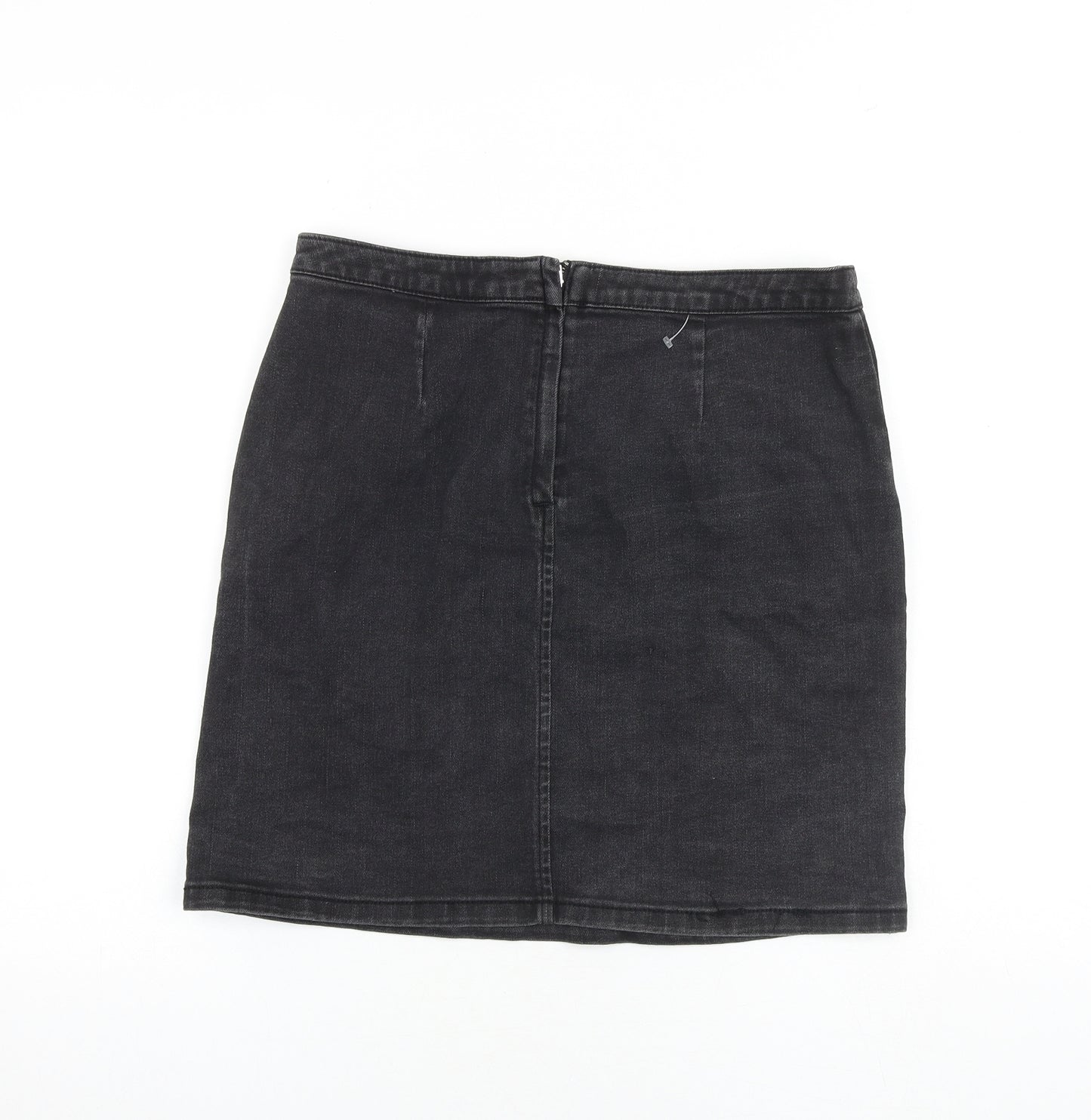 Warehouse Womens Grey Cotton A-Line Skirt Size 12 Zip
