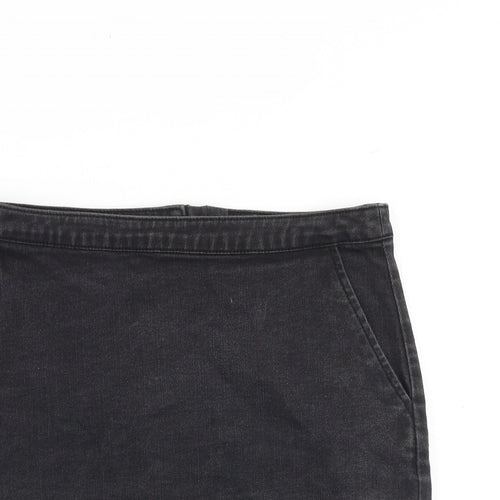 Warehouse Womens Grey Cotton A-Line Skirt Size 12 Zip