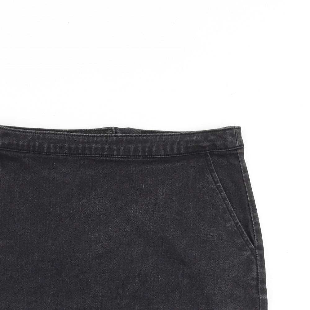 Warehouse Womens Grey Cotton A-Line Skirt Size 12 Zip