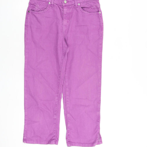 Per Una Womens Pink Cotton Cropped Jeans Size 10 L22 in Regular Zip