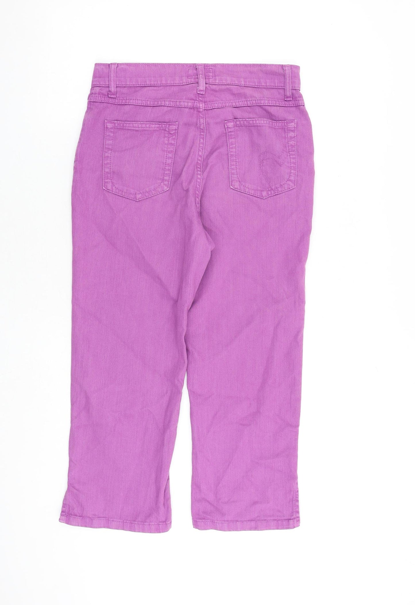 Per Una Womens Pink Cotton Cropped Jeans Size 10 L22 in Regular Zip