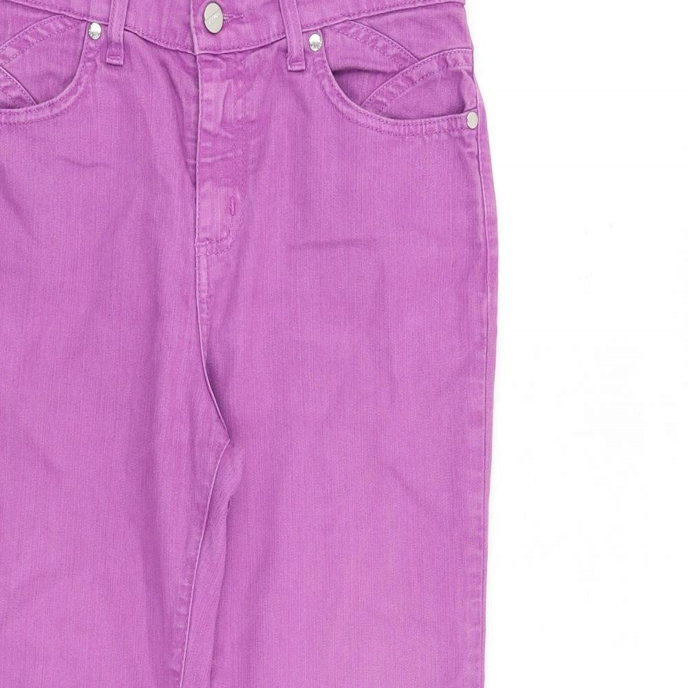Per Una Womens Pink Cotton Cropped Jeans Size 10 L22 in Regular Zip