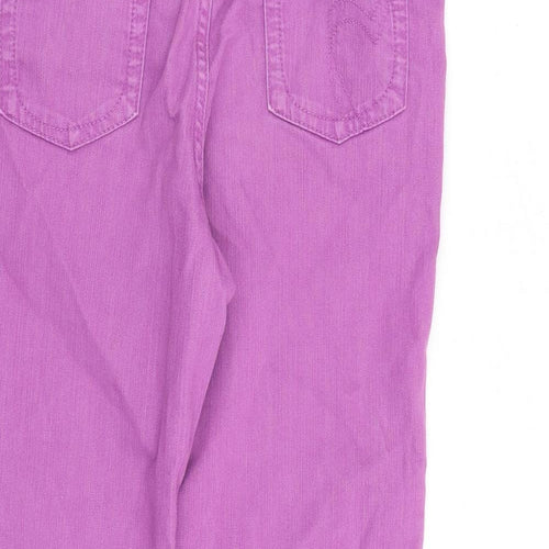 Per Una Womens Pink Cotton Cropped Jeans Size 10 L22 in Regular Zip