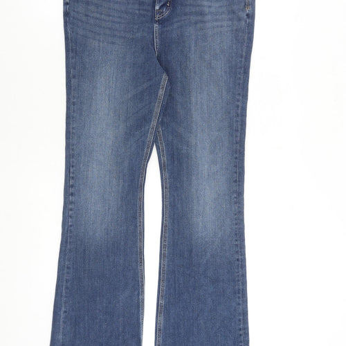 Per Una Womens Blue Cotton Bootcut Jeans Size 32 in L30 in Regular Zip