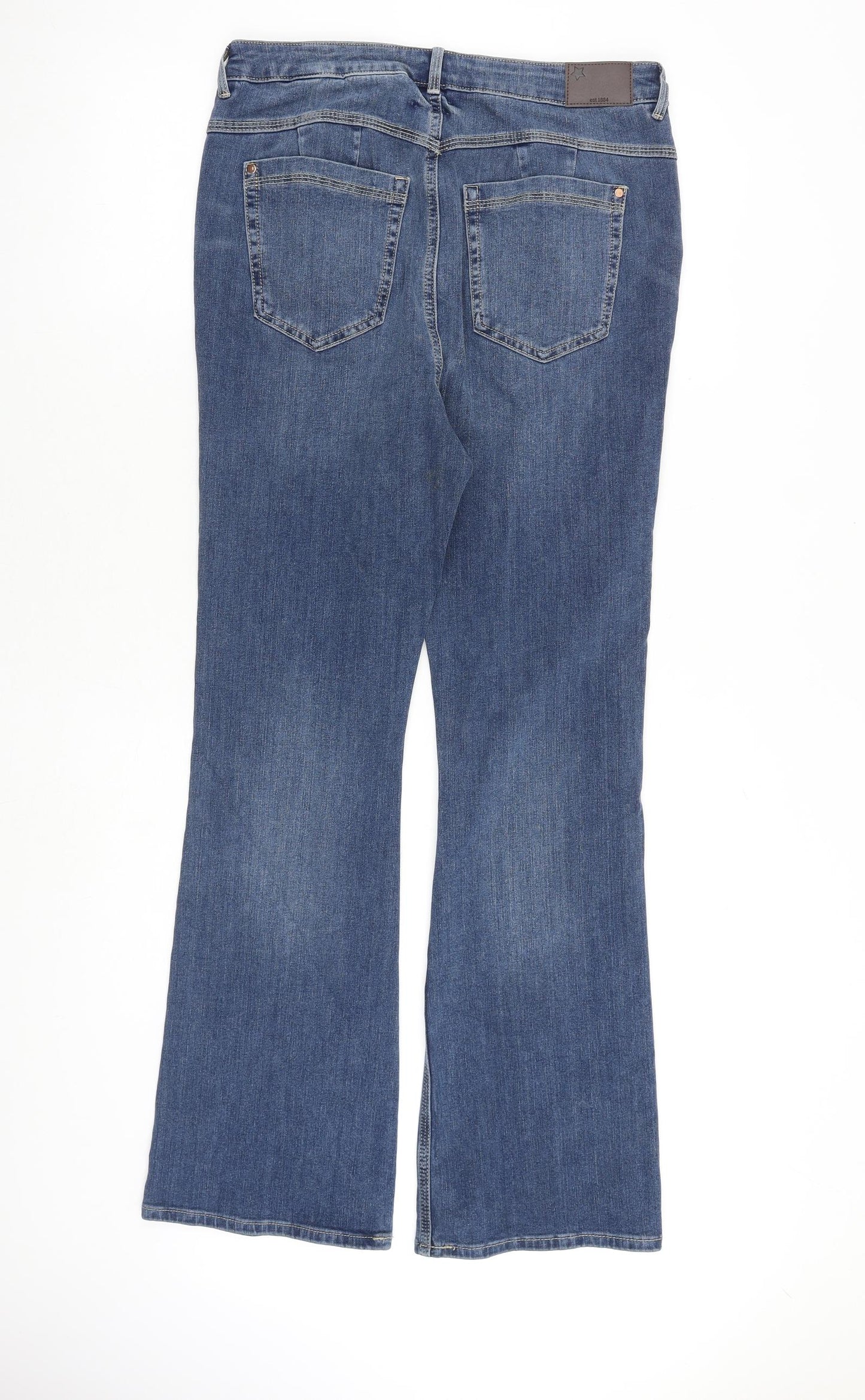 Per Una Womens Blue Cotton Bootcut Jeans Size 32 in L30 in Regular Zip