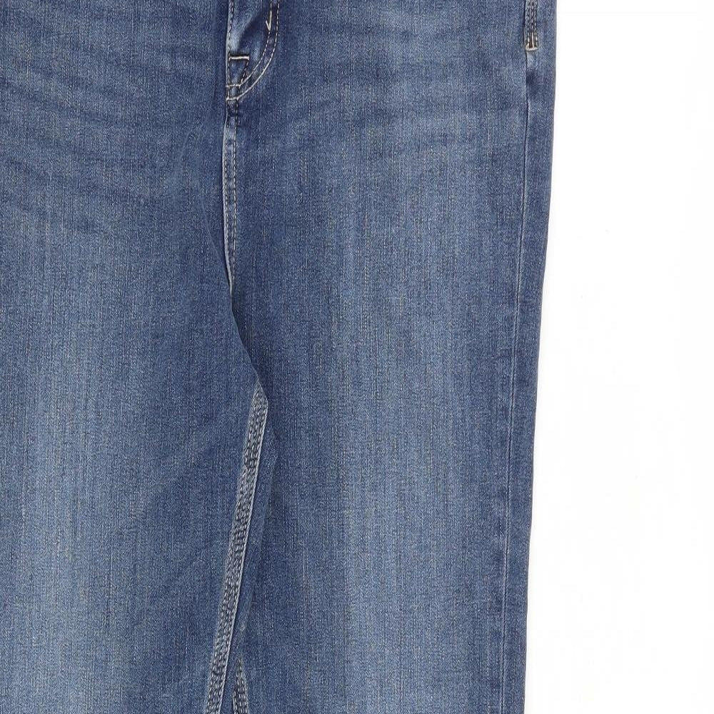 Per Una Womens Blue Cotton Bootcut Jeans Size 32 in L30 in Regular Zip