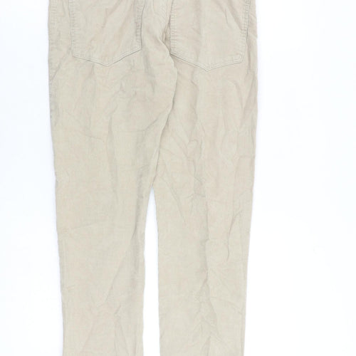 Marks and Spencer Mens Beige Cotton Trousers Size 28 in L31 in Slim Zip