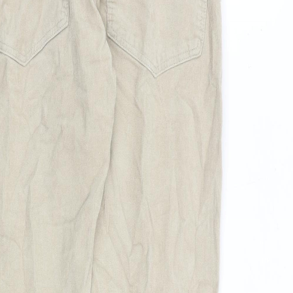 Marks and Spencer Mens Beige Cotton Trousers Size 28 in L31 in Slim Zip