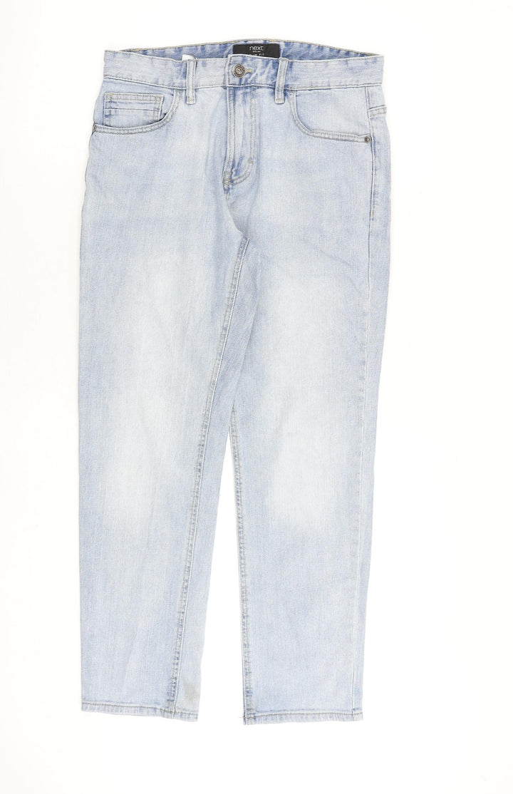 NEXT Mens Blue Cotton Straight Jeans Size 30 in L28 in Slim Zip