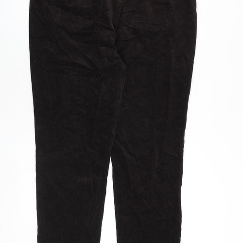 Marks and Spencer Womens Brown Cotton Trousers Size 20 L29 in Regular Zip