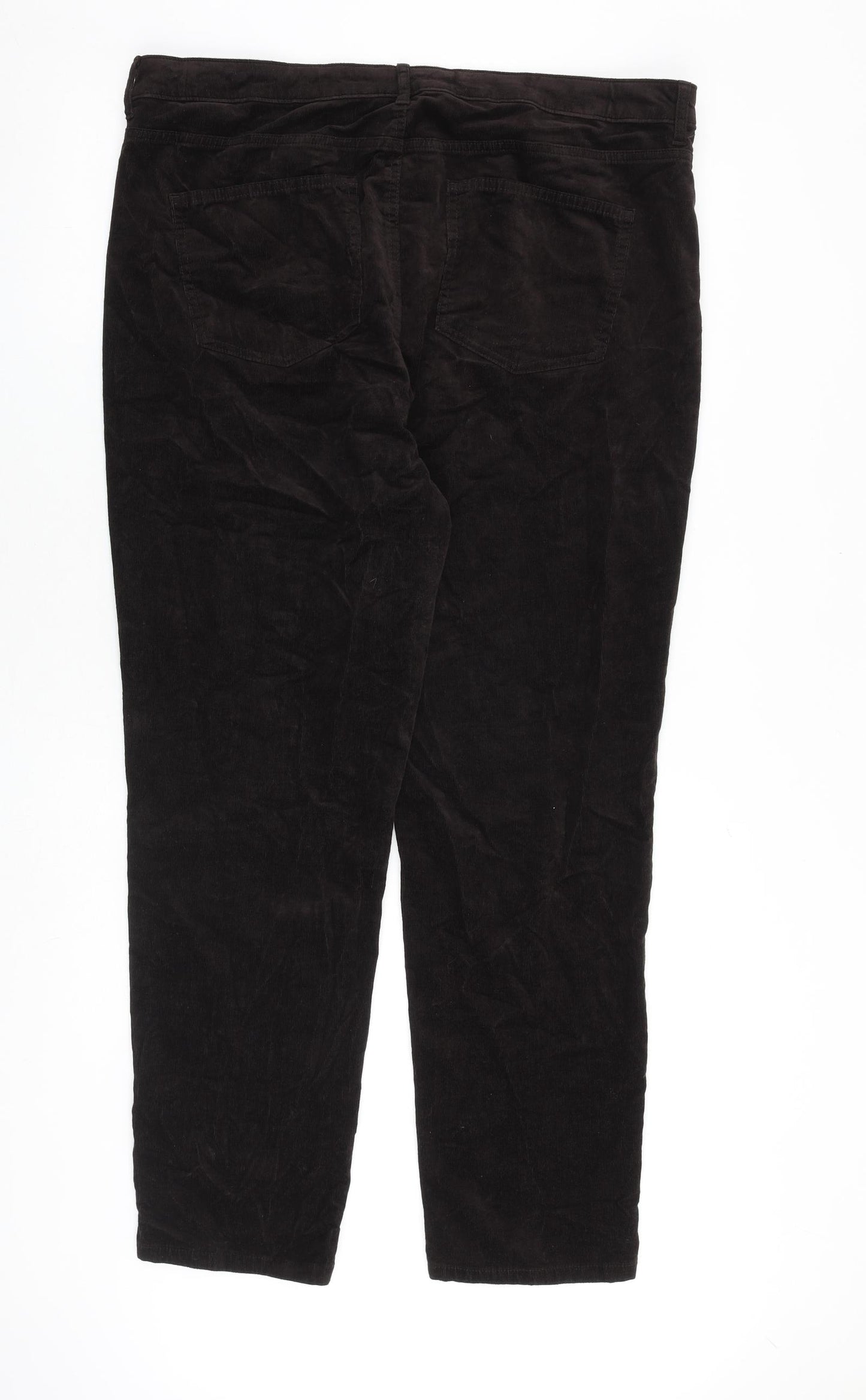 Marks and Spencer Womens Brown Cotton Trousers Size 20 L29 in Regular Zip