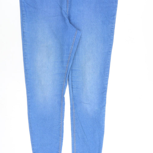 Papaya Womens Blue Herringbone Cotton Jegging Jeans Size 14 L28 in Regular