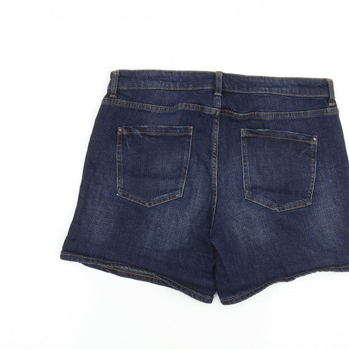 Red Herring Womens Blue Cotton Mom Shorts Size 12 L5 in Regular Zip