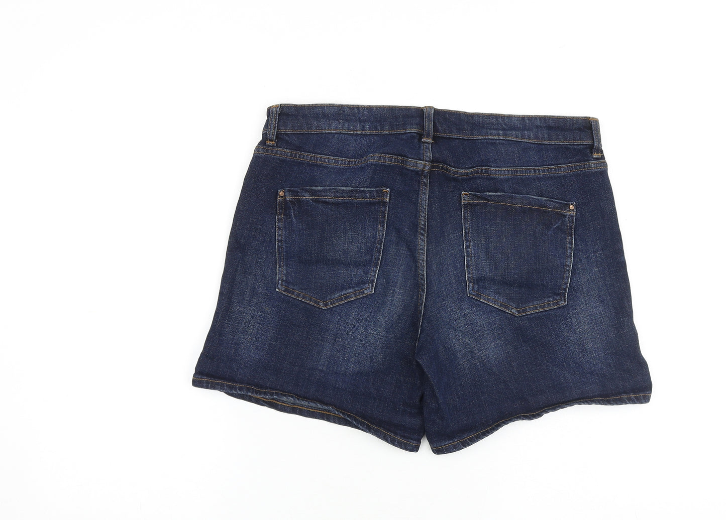 Red Herring Womens Blue Cotton Mom Shorts Size 12 L5 in Regular Zip