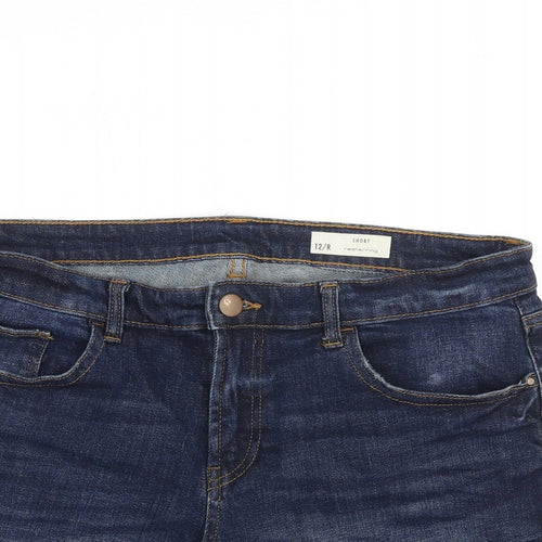Red Herring Womens Blue Cotton Mom Shorts Size 12 L5 in Regular Zip