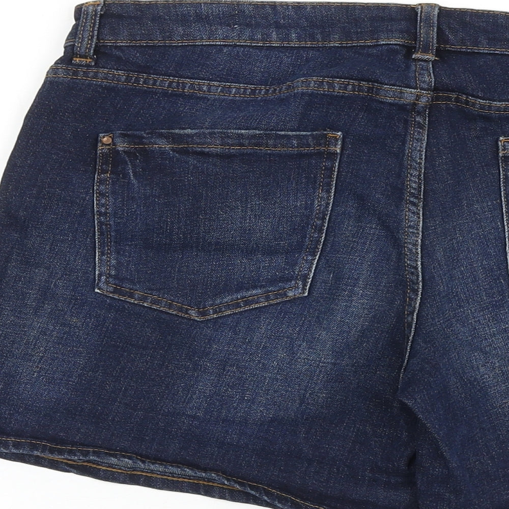 Red Herring Womens Blue Cotton Mom Shorts Size 12 L5 in Regular Zip