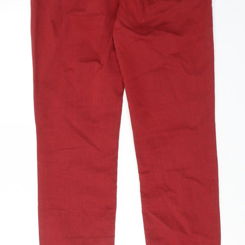 Oui Womens Red Cotton Skinny Jeans Size 14 L32 in Slim Zip