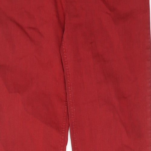 Oui Womens Red Cotton Skinny Jeans Size 14 L32 in Slim Zip