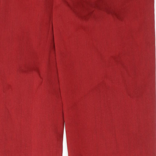 Oui Womens Red Cotton Skinny Jeans Size 14 L32 in Slim Zip