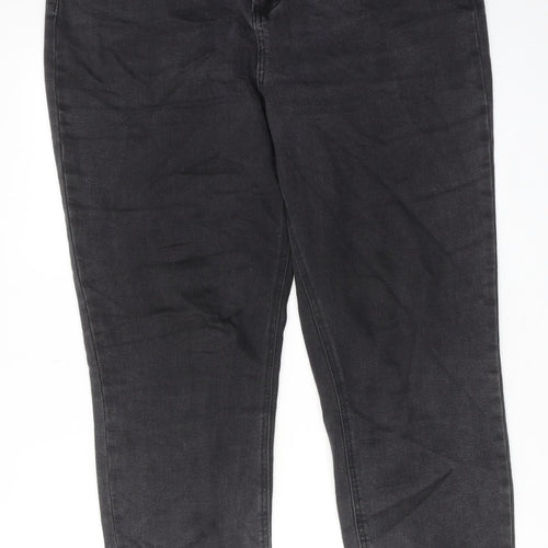 Simply Be Womens Grey Cotton Straight Jeans Size 16 L28 in Regular Zip