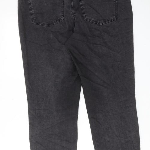 Simply Be Womens Grey Cotton Straight Jeans Size 16 L28 in Regular Zip