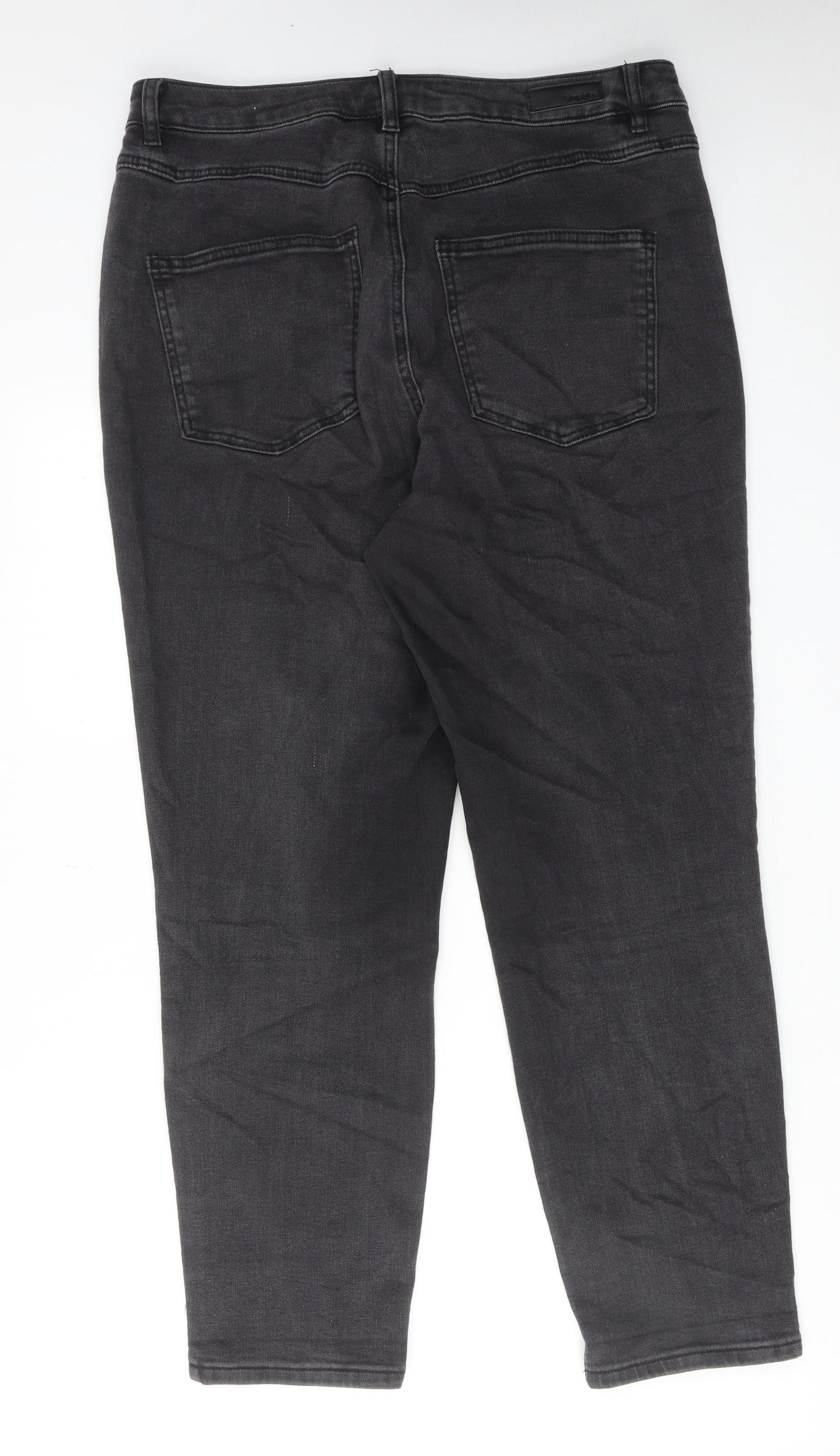 Simply Be Womens Grey Cotton Straight Jeans Size 16 L28 in Regular Zip