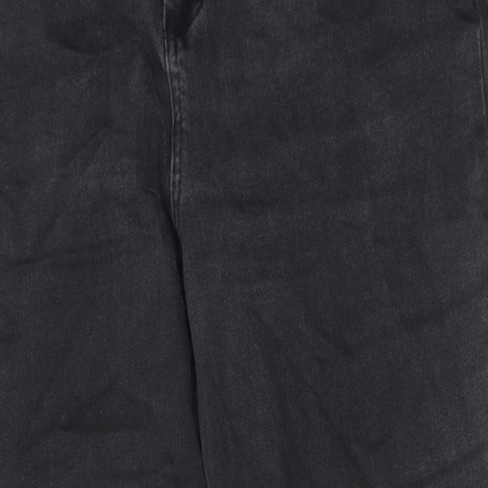 Simply Be Womens Grey Cotton Straight Jeans Size 16 L28 in Regular Zip