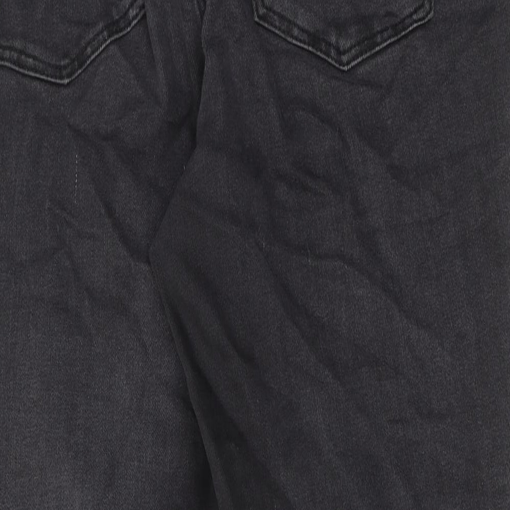 Simply Be Womens Grey Cotton Straight Jeans Size 16 L28 in Regular Zip
