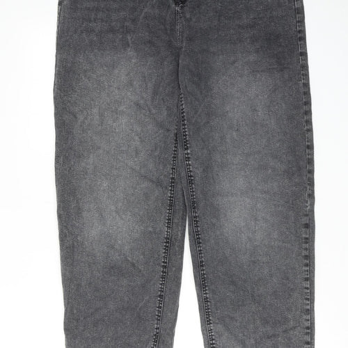 TU Womens Grey Cotton Mom Jeans Size 16 L32 in Regular Zip