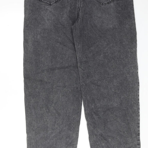 TU Womens Grey Cotton Mom Jeans Size 16 L32 in Regular Zip