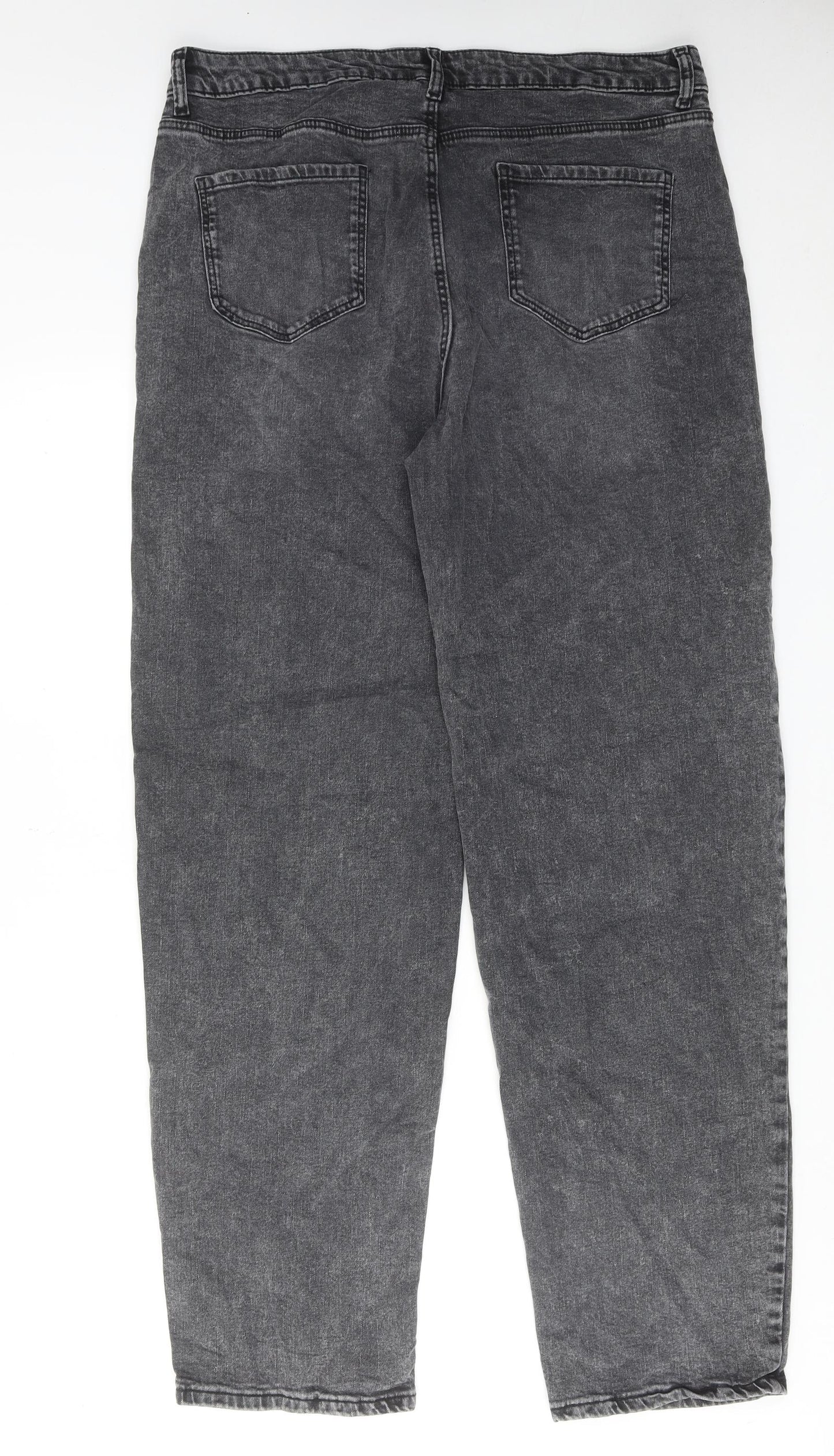TU Womens Grey Cotton Mom Jeans Size 16 L32 in Regular Zip