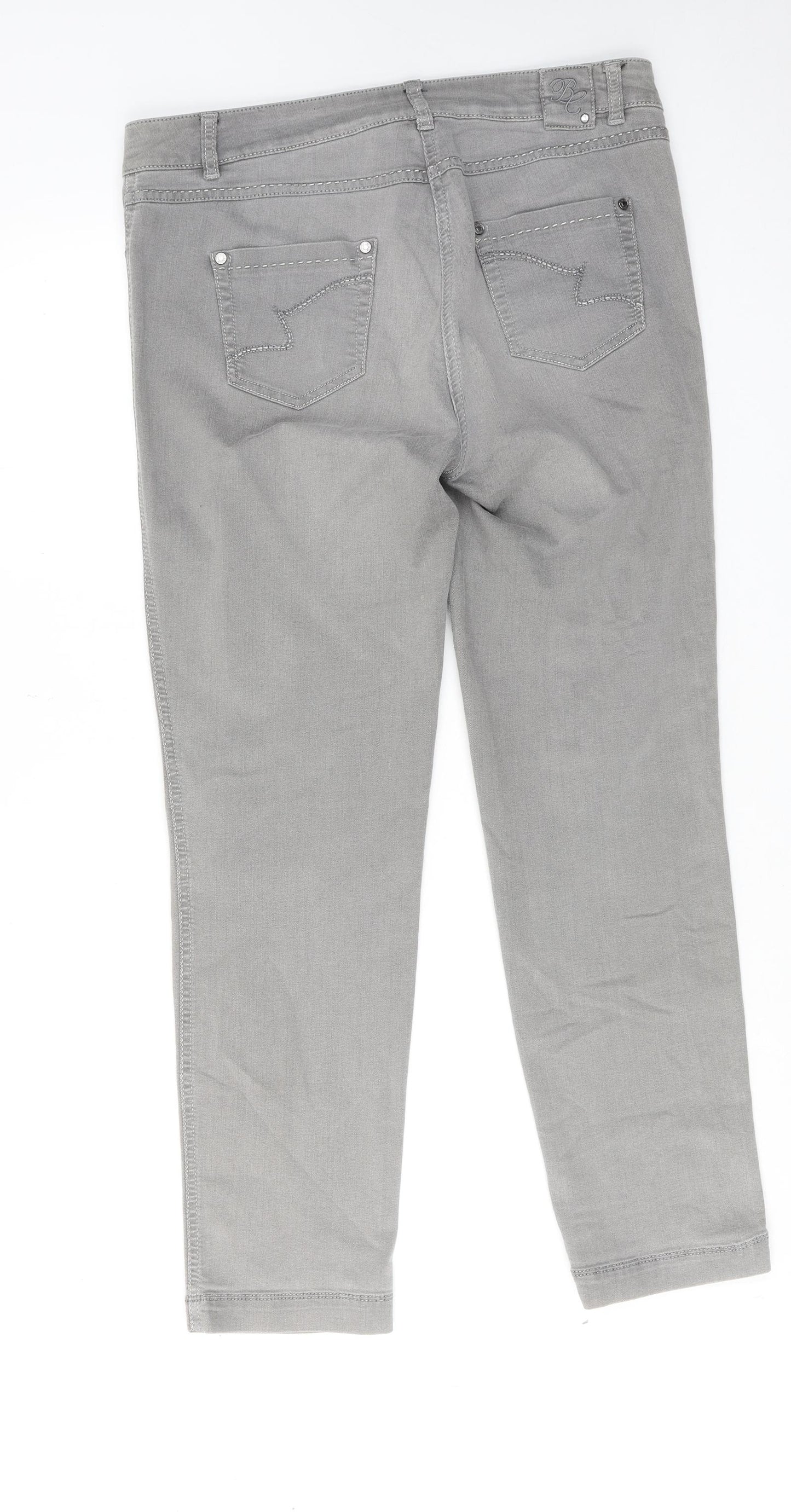 Basler Womens Grey Cotton Skinny Jeans Size 34 in L29 in Regular Zip