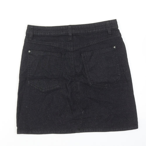 Boohoo Womens Black Cotton A-Line Skirt Size 10 Tie
