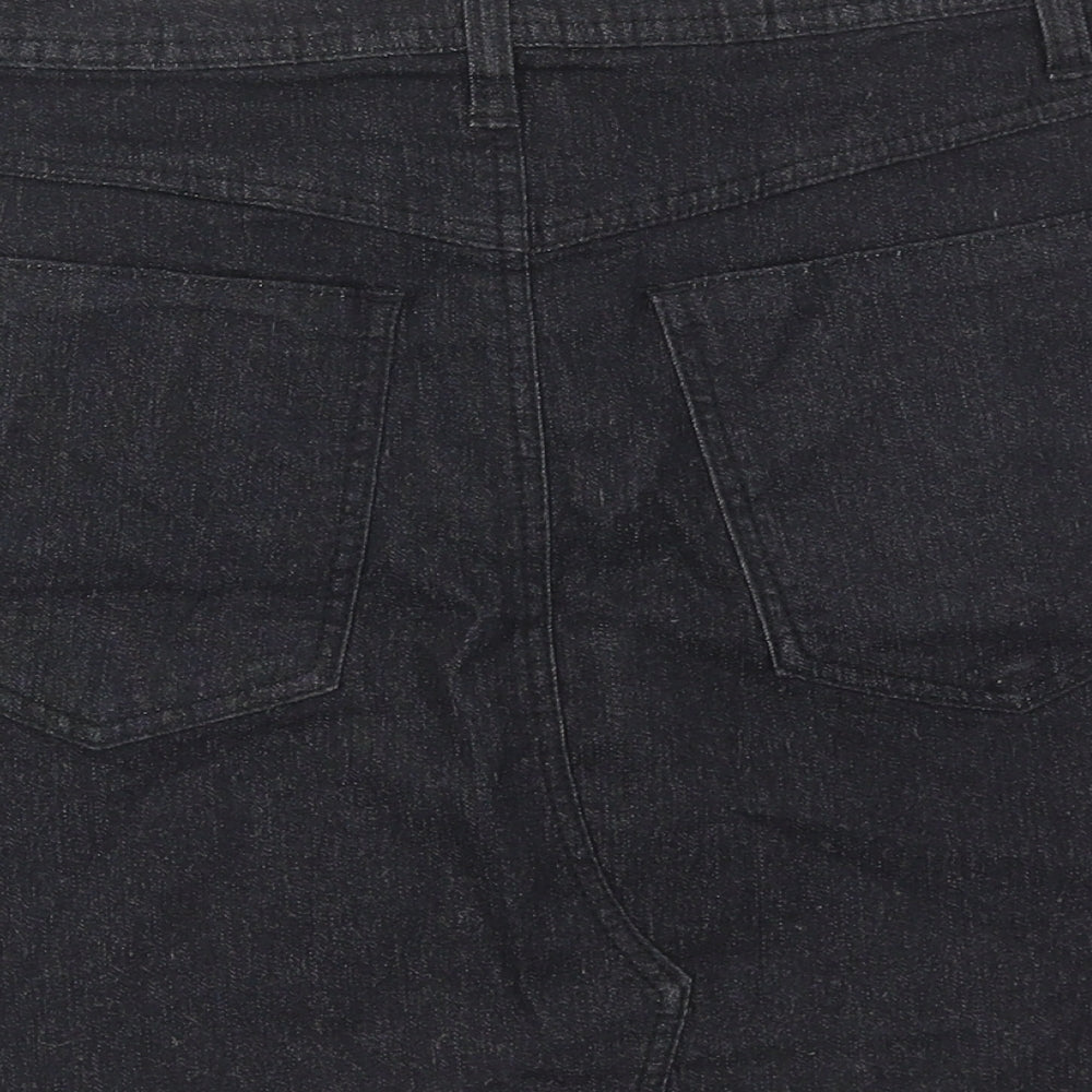 Boohoo Womens Black Cotton A-Line Skirt Size 10 Tie