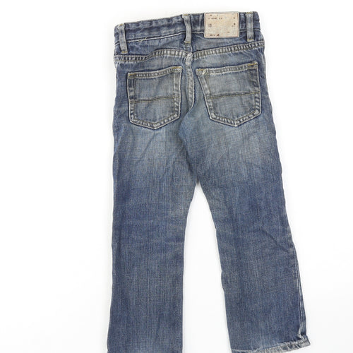 Gap Boys Blue Cotton Straight Jeans Size 5 Years Regular Zip