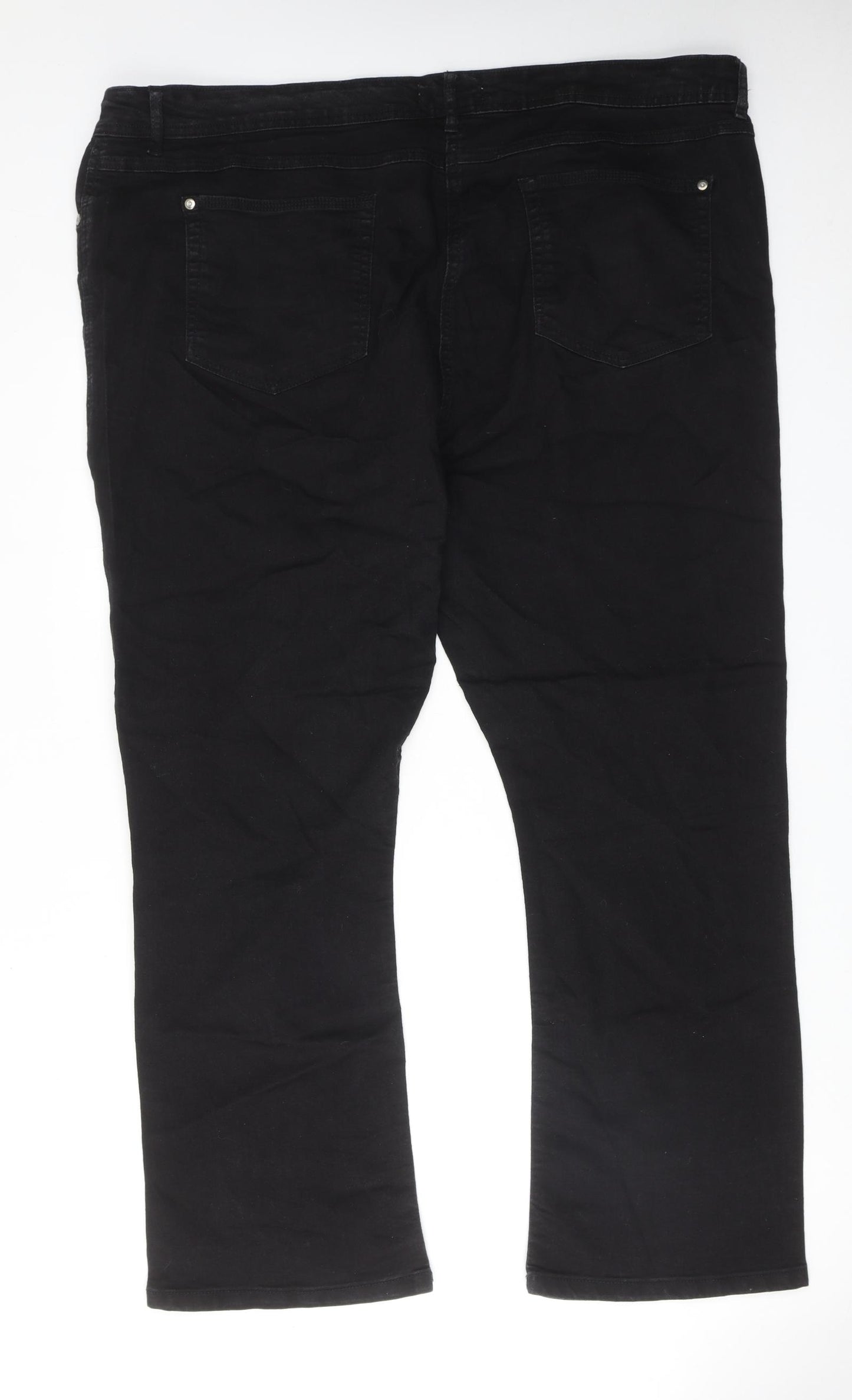 Yours Womens Black Cotton Bootcut Jeans Size 26 L30 in Regular Zip