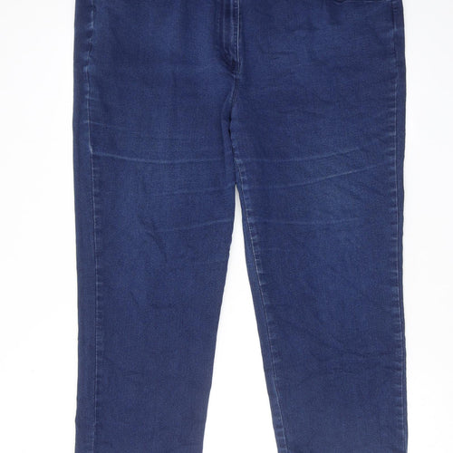 Bonmarché Womens Blue Cotton Straight Jeans Size 20 L25 in Regular Zip