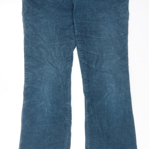 Lands' End Womens Blue Cotton Trousers Size 12 L30 in Regular Zip