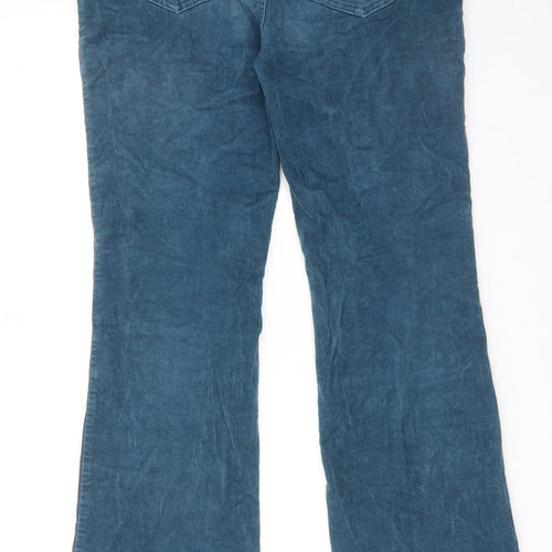 Lands' End Womens Blue Cotton Trousers Size 12 L30 in Regular Zip