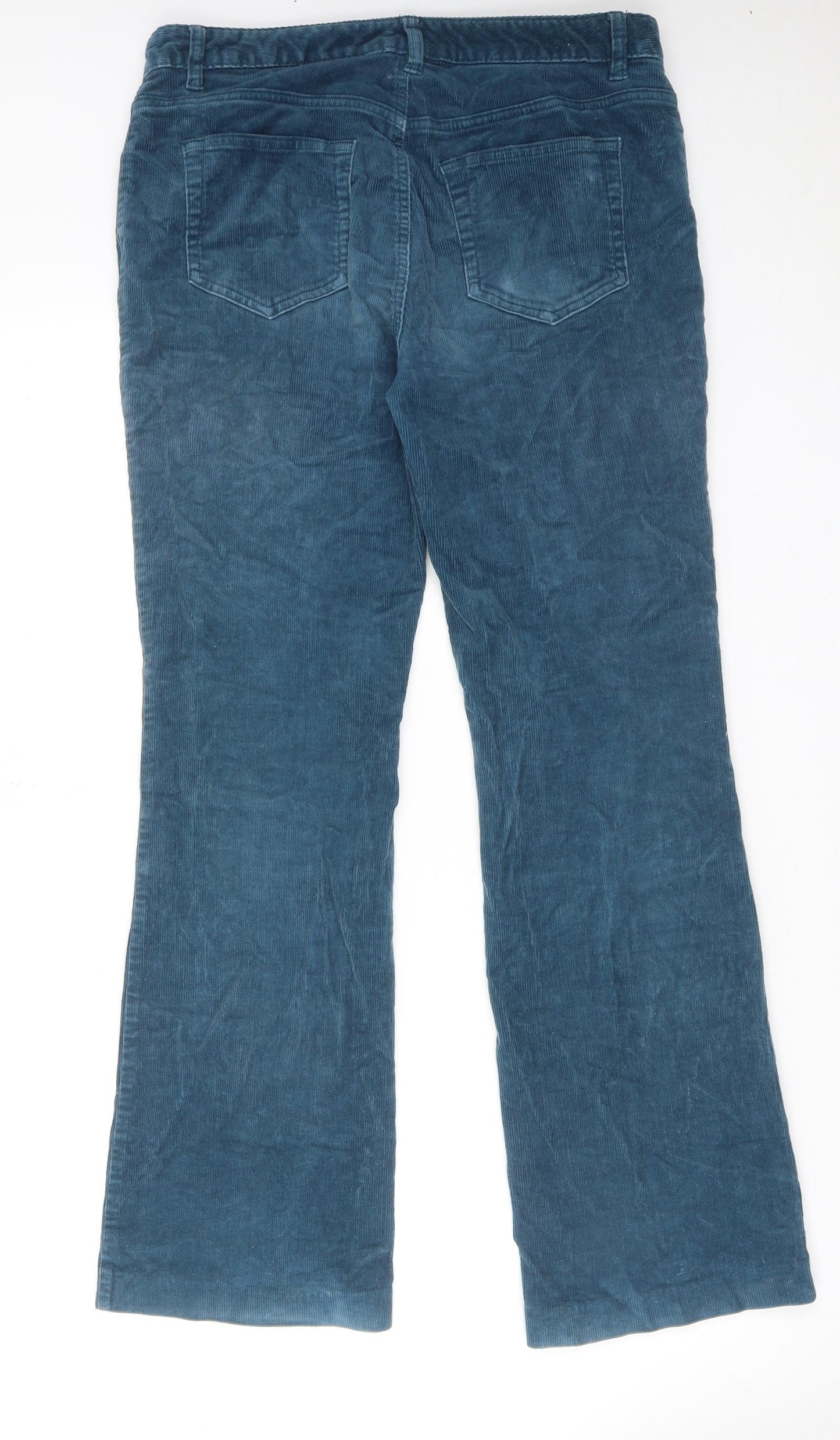 Lands' End Womens Blue Cotton Trousers Size 12 L30 in Regular Zip