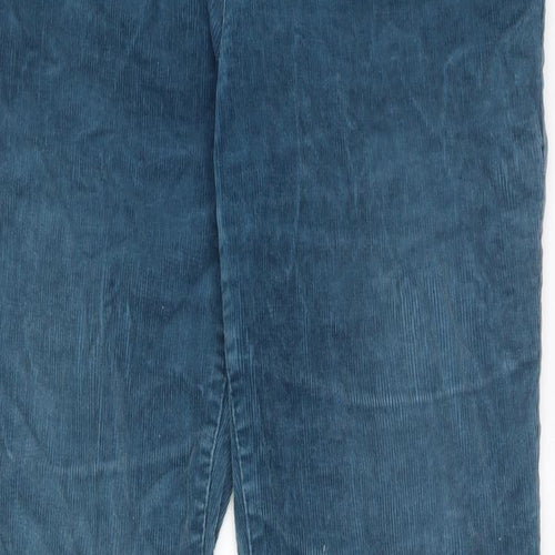 Lands' End Womens Blue Cotton Trousers Size 12 L30 in Regular Zip
