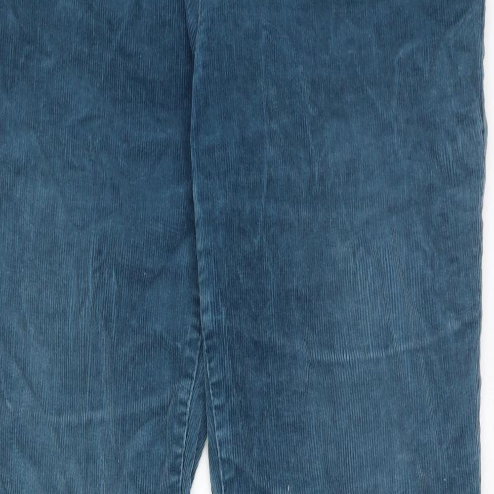Lands' End Womens Blue Cotton Trousers Size 12 L30 in Regular Zip