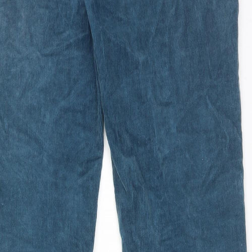 Lands' End Womens Blue Cotton Trousers Size 12 L30 in Regular Zip