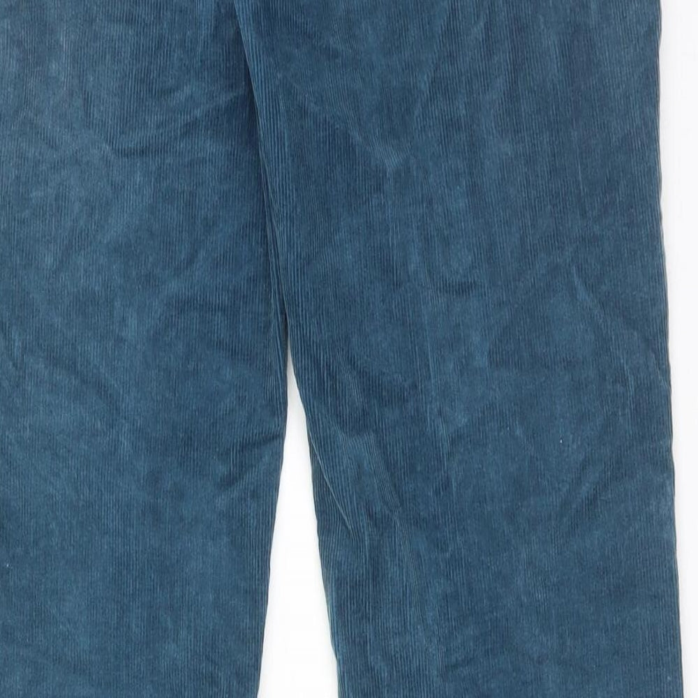 Lands' End Womens Blue Cotton Trousers Size 12 L30 in Regular Zip