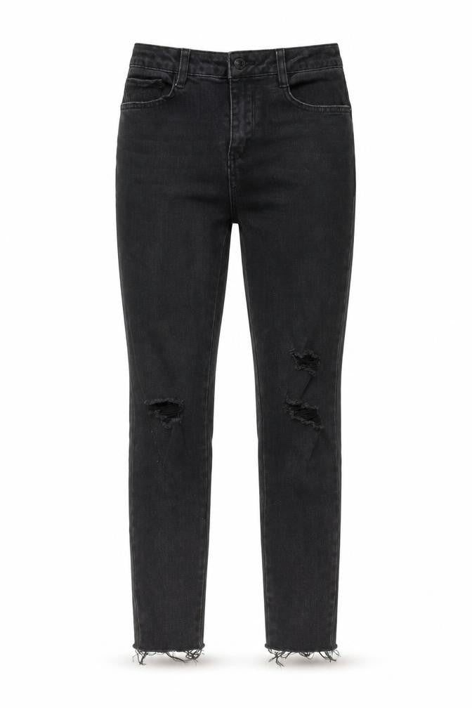 New Look Womens Black Cotton Skinny Jeans Size 10 L26 in Regular Zip - Frayed Hem